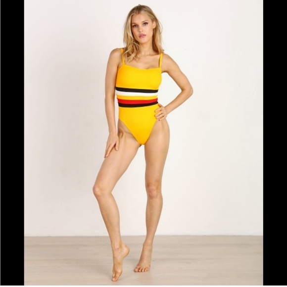 Solid & Striped x RE/DONE The Malibu One Piece Yellow - Picture 3 of 11
